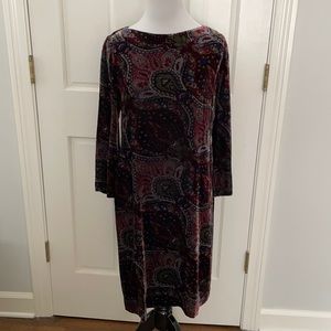 Etcetera 3/4 sleeve stretch velvet dress